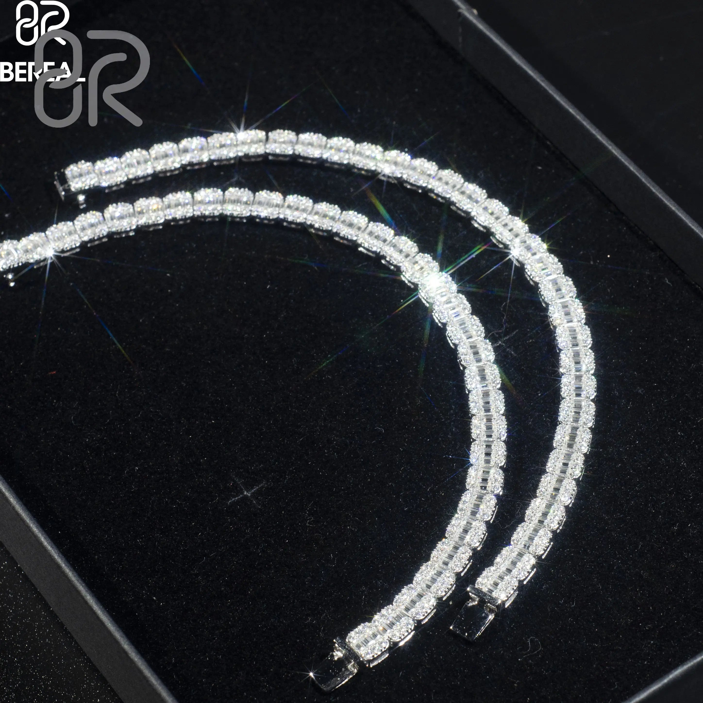 8mm 8" VVS Moissanite Tennis Factory Braguette Bling Link Chain 925 Silver Wholesale Jewelry