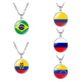 Stainless Steel 287 Countries National Country Flag Glass Dome Cabochon Pendant Trays Necklace Country Flag Chain Necklace