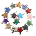 Natural Stone Crystal Stainless Steel Star Pentagram Pendant Necklace Crystal Rose Quartz Amethyst Agate Gemstone Jewelry