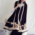 Women's Fall/Winter Extra Large Double Sided Shawl Stylish Color-Blocking Bow-Knot Design Dual-Use Function Scarf-Made Polyester