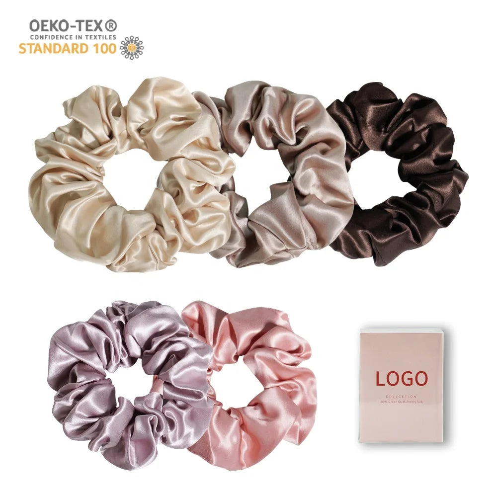 22 Momme 5cm Silk Hair Scrunchies 100% Pure Silk Hair Scrunchies for Woman Wholesale