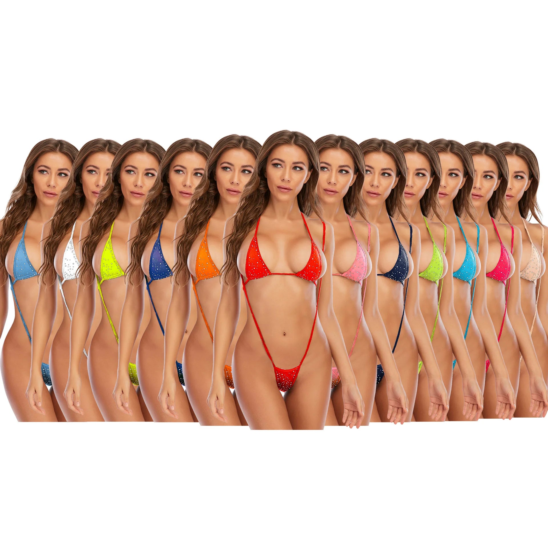 Wholesale Exotic Dance Wear Pole Stripper Outfits Sexy Bikinis Sets Rhinestone Lingerie for Mature Women