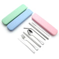 Wholesale Portable Straw Chopsticks Spoon Fork Knife Dinnerware Metal Flatware Outdoor Travel Stainless Steel Gift Cutlery Set