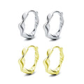 GE30 Round Twisted Design Pure Mobius Ear Ring 925 Silver 18k Gold Plated Thick Hoop Earrings for Women Men