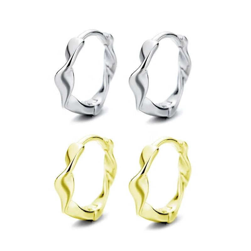 GE30 Round Twisted Design Pure Mobius Ear Ring 925 Silver 18k Gold Plated Thick Hoop Earrings for Women Men