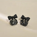Bow Knot Black Cubic Rhinestone Earrings Exquisite Jewelry Crystal Stud Earrings for Women