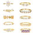Jachon 2024 Pretty S925 Zircon Gold Wedding Ring 18K Gold Plated Zircon Fine Ring Jewelry Female