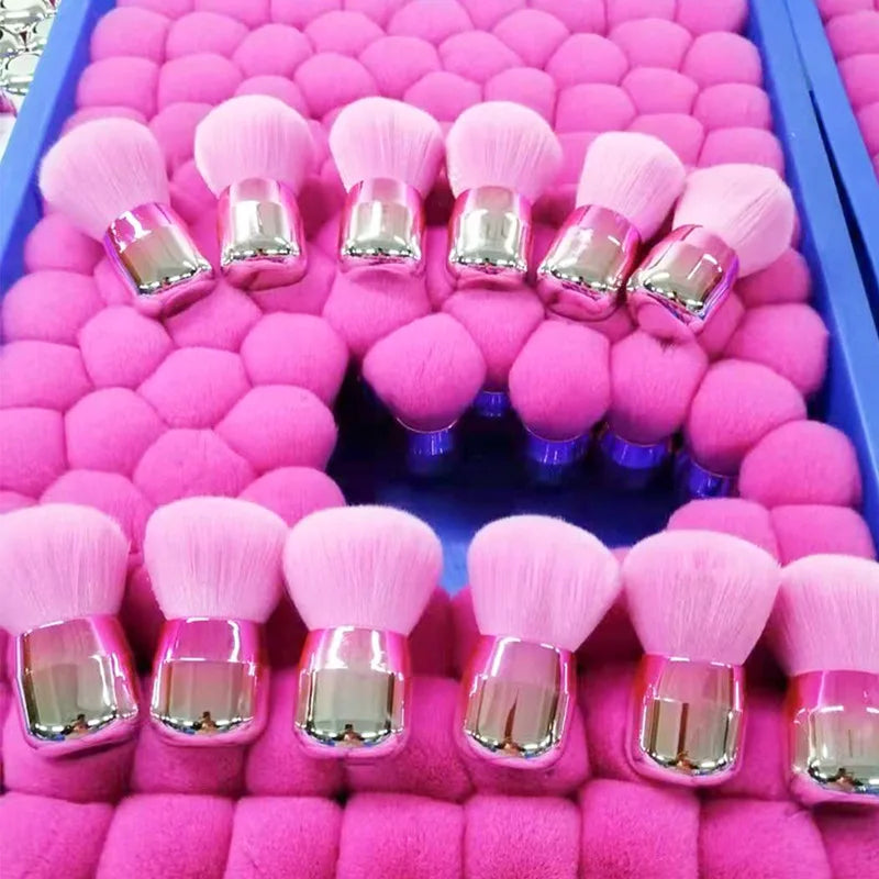 Private Label Kabuki Vegan Face Fan Brush Soft Synthetic Hair Mushroom Head Powder Foundation