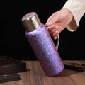800ml Vacuum Insulated Pure Titanium Tea Pot Temperature Display Water Bottle Leakproof Lid Thermos Cup Lighter TI Tea Mug