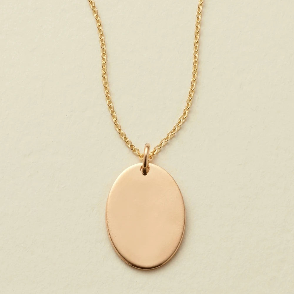 Stainless Steel Gold Plated 18*12mm Personalized Engraved Laser Custom Symbol Letter Oval Choker Pendant Necklace