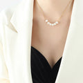 Joolim Jewelry 18K Gold Plated Fresh Water Pearl Pendant Dainty Chain Necklace Stainless Steel Jewelry Wholesale