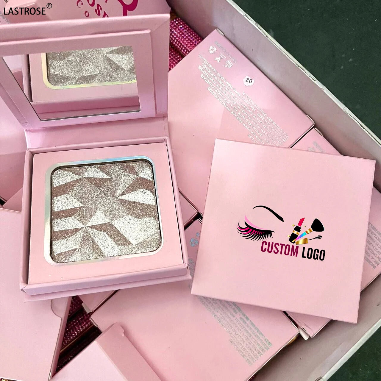 Private Label Glitter Pressed Powder Bronzer Highlighter High Pigment Vegan Shimmer Makeup Body Face Highlighter