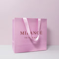 Luxury Custom Art Paper Shopping Bag with Satin Ribbon Handles Pink Matte Gift Bag for Clothes Boutique Packaging Wedding