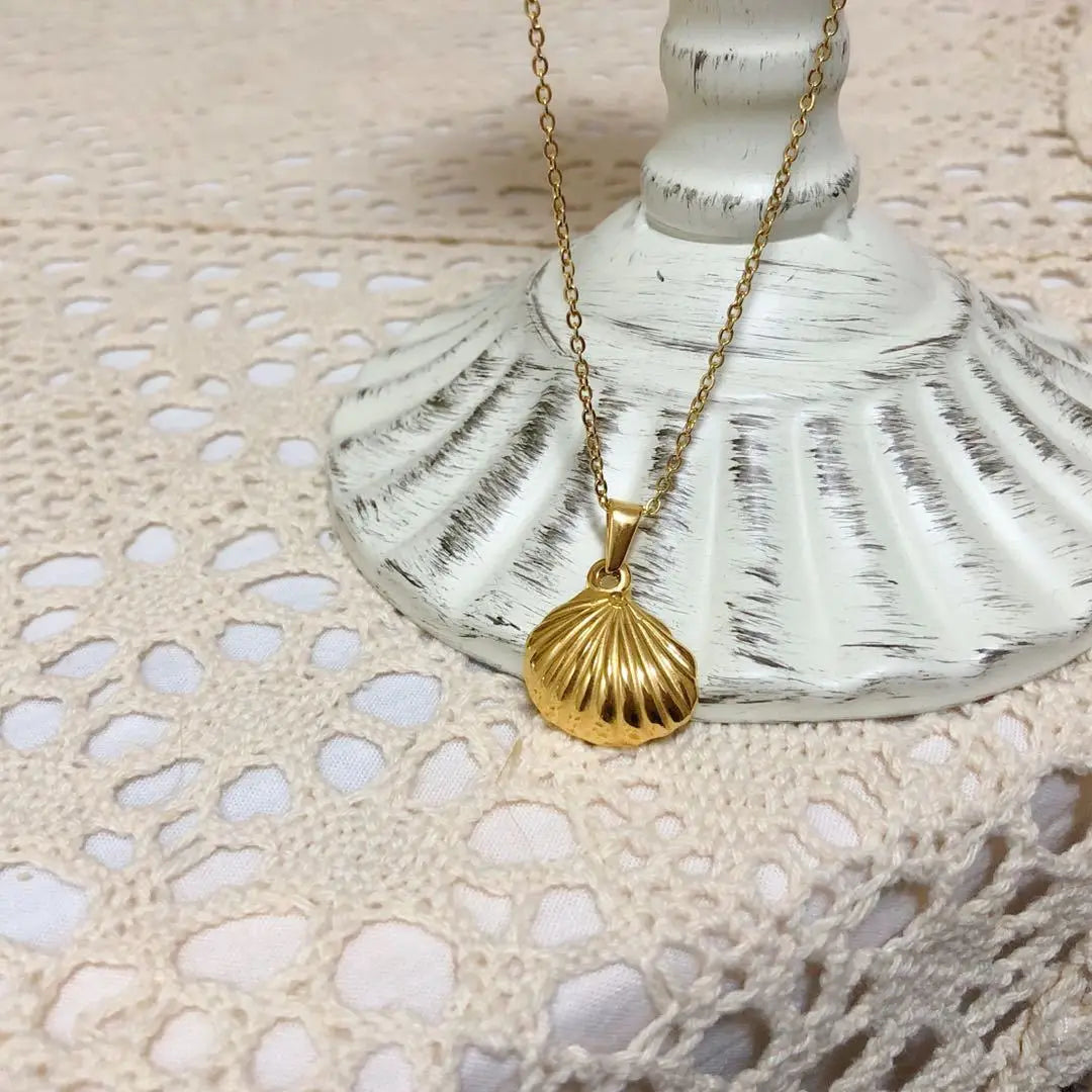 Emboss Solid Casting Shell Pendant Stainless Steel Gold Plated Shell Charm Pendant