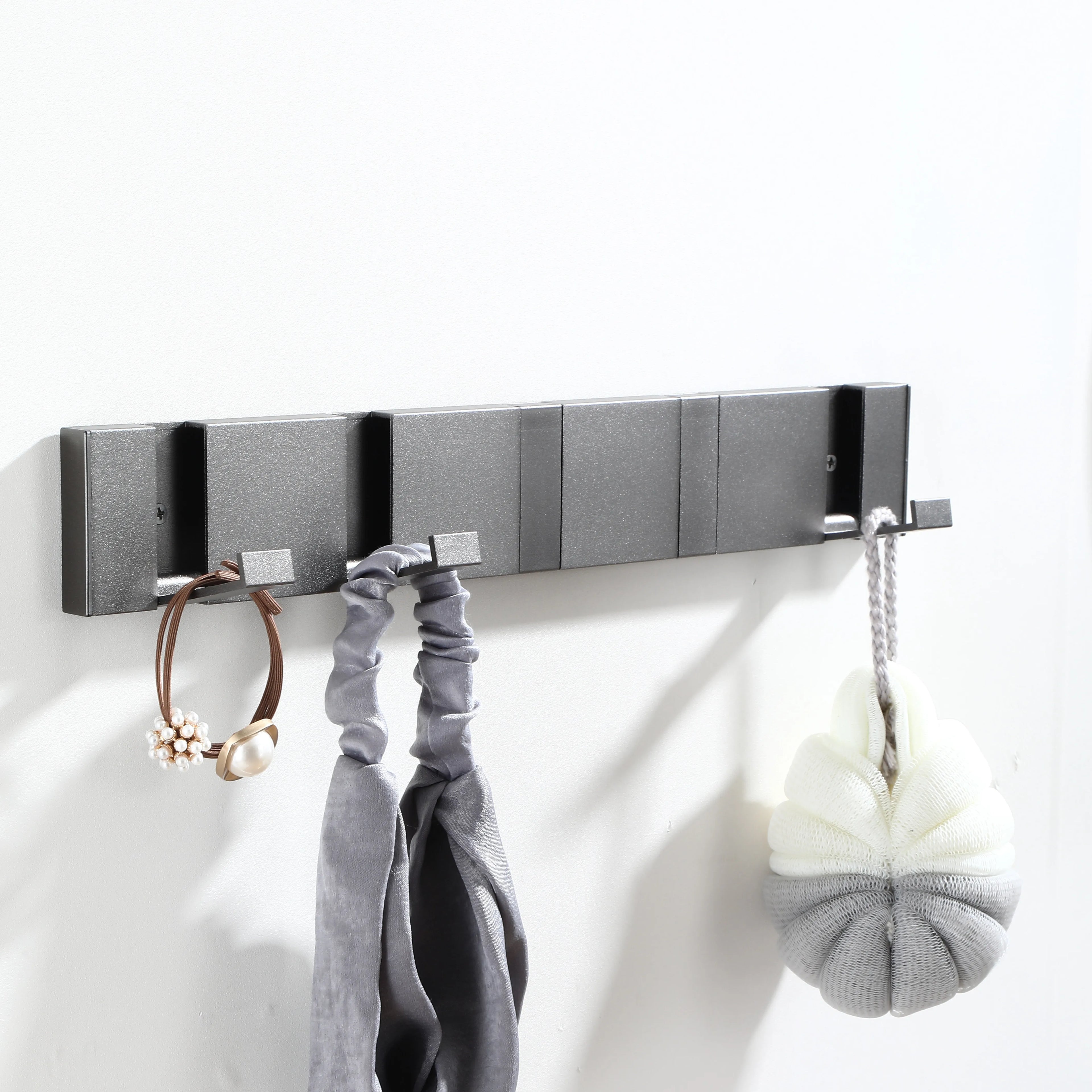 Modern Metal Wall Hook for Hanging Clothes Suitable for Bathroom Living Room Closet Door Hidden Folding Storage Hook