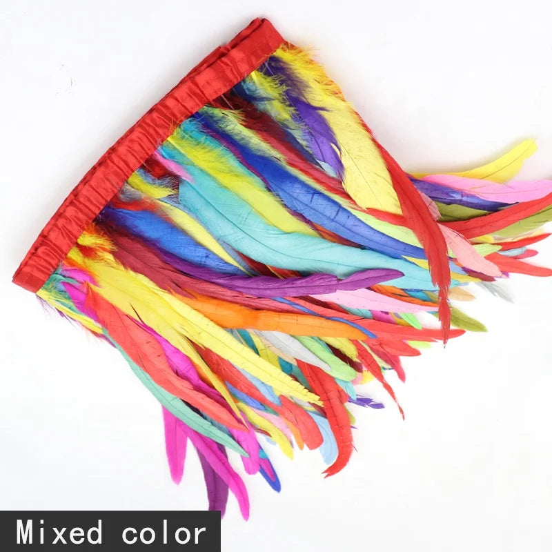 Manufacturer's Blue Dyed Bleached Rooster Feathers Decorative Coque Tail Fringe Trim for Carnival Tone Color Tone Plumas Feather