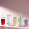 Custom Eco-Friendly 450ML BPA-free Tritan Plastic Reusable Tumbler Straw Customizable Colors Modern Custom Logo for Milk Tea