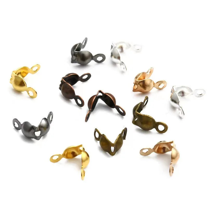 5000pcs/bag Alloy Connect Cord End Fold Clamshell Crimp Chain Beads Dome Eyelet Bead Tips Knot Covers Jewelry Accessories