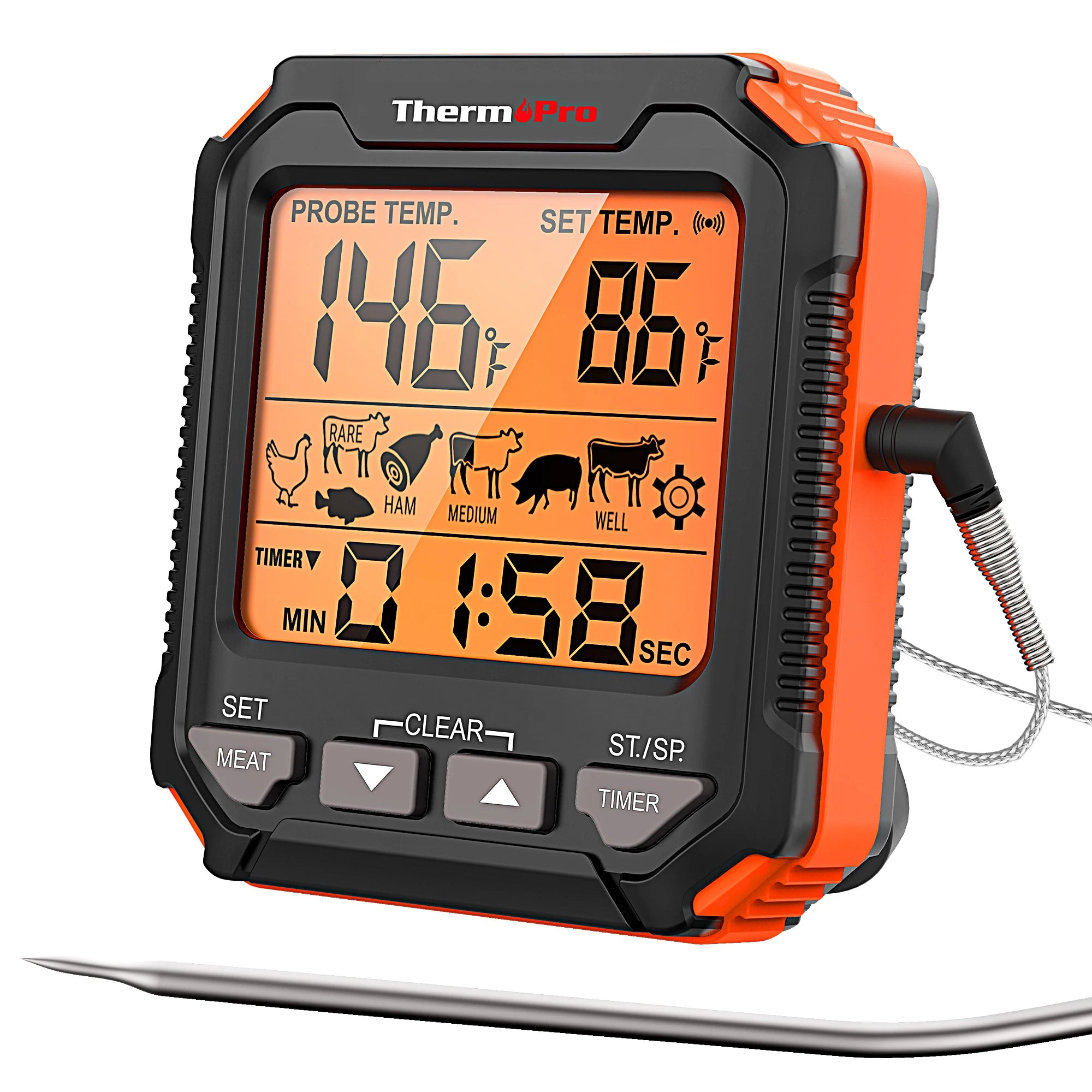 Wireless Meat Thermometer Barbecue Kitchen Food Cooking Thermometer for BBQ Oven Grill Smoker  With Countdown Timer