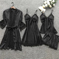 Women's Eco-Friendly & Comfortable 4-Piece Summer Sleepwear Sexy Satin Lingerie in Soft Smooth Silk Western Style for Spring