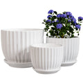 Modern Minimalist Style White Ceramic Flower Pot With Holes and Saucers Garden Exquisite Home Decoration Vase