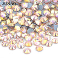 JUNAO Factory Top Quality SS6 10 12 16 20 30 Crystal Gem Light Peach AB Hotfix Glass Rhinestone for Clothing