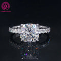 14K Solid Fine Gold Jewelry 3 Carat Cushion Diamond Real White Moissanite Wedding Engagement Ring for Women