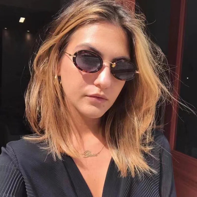 Wholesale 2023 New Small Frame Sun Glasses Metal Oval Shades Fashion Retro Steam Punk Woman Vintage Sunglasses