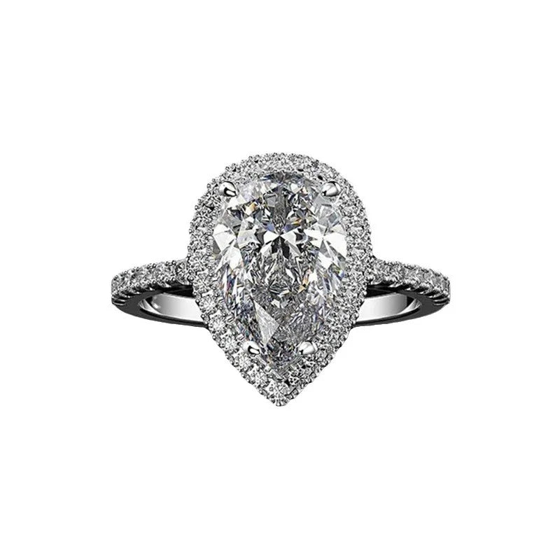 New Shinning Luxury One Row Full Diamond Band Wedding Ring for Women Micro Insert Zircon Paved Simple Style Made of Brass