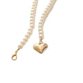 Exaggerated Gold Plated Heart Shaped Link Chain Necklace Faux Pearl Love Heart Choker Necklace for Women