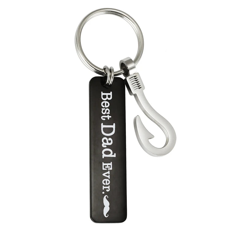 Wholesale Hot Fashion Creative Stainless Steel Keychain Twinkle Personalized Fish Hook for Father's Day Gift