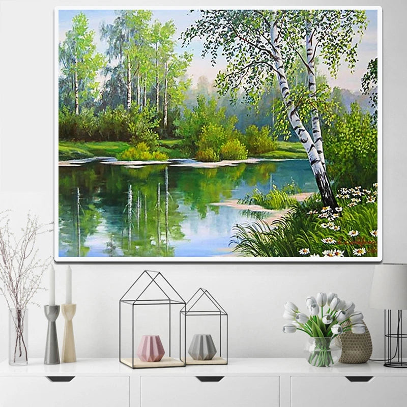 Full Drill Wholesale 5D Diamond Painting Landscape Diamond Kits Beads Canvas Crafts Home Bedroom Decoration Painting Wall Art