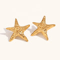 Dingran EARRING Stainless Steel Waterproof Hammered Pentagram Stud Earrings Hypoallergenic Jewelry
