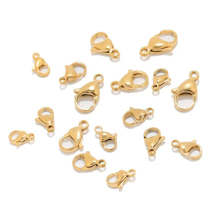 G2025 Necklace Bracelet Diy Connectors Clasp Accessories Pvd 18K Gold Plated Stainless Steel Lobster Clasps for Jewelry Making