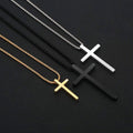 Hot Selling Silver Black Gold Plated Stainless Steel Prayer Cross Pendant Necklace for Men Box Chain Necklace