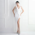19288# Hand-ordered Beads Style Socialite Banquet Temperament Long Sequin Dinner Fishtail Dresses