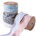 10y Custom Pearl Sheer Wired Edges Tweed Ribbon for Sewing Fabric Garments Crafts Ribbon