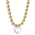 Transparent Glass Pendant Necklace Crystal Heart Necklace Big Ball Stainless Steel Gold Chains Beaded Necklace for Woman
