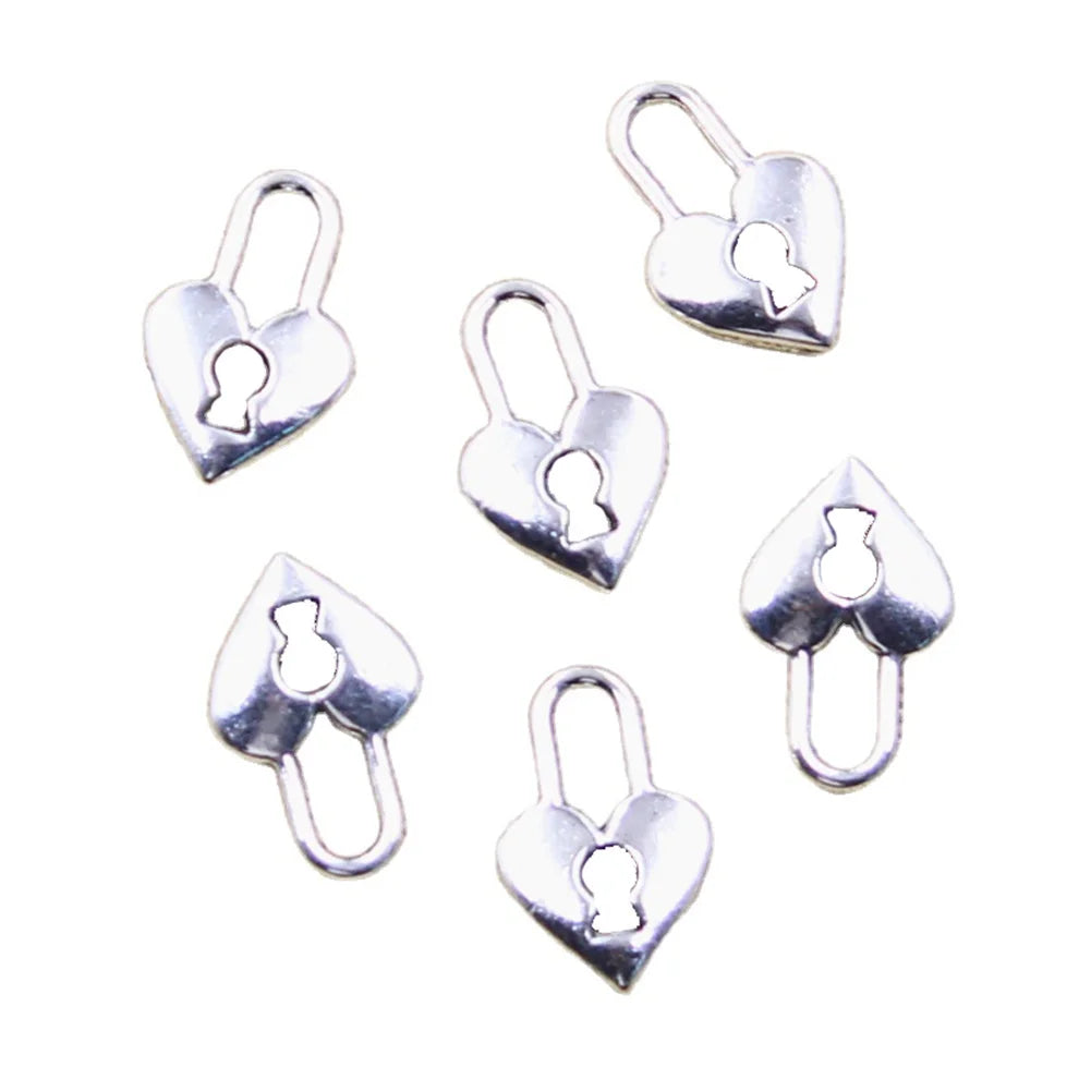 Charms Heart Lock 15x10mm Antique Silver Color Pendants Making DIY Handmade Tibetan Finding Jewelry