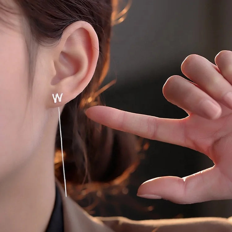 2023 Elegant Trendy Luxury High-End Women's Silver Plated Copper Earrings English Alphabet Engagement Gift Fashion Wedding Fang
