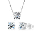 Fashion Classic Solitaire 7mm Round Zircon Diamond Bridal Wedding Earring Necklace Jewelry Sets for Women S565