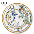 Hot Sale Classic Chinese Blue Leaves Flower Eco-Friendly Bone China Charger Plates Trendy Dinner Plates for Weddings Event