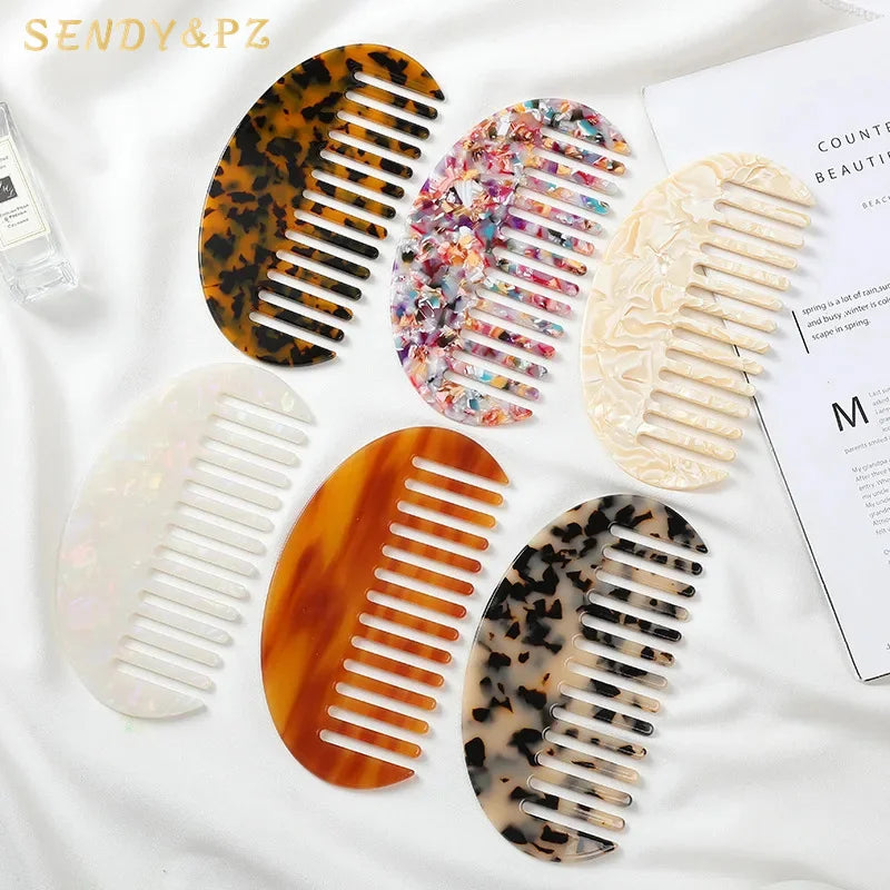 New Large Size Semicircle Cellulose Acetate Comb Leopard Print Acetic Acid Hair Comb for Girls