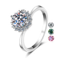 Hot Sale D Vvs Color Moissanite Round Brilliant Cut Flower Shape Luxury Jewelry 925 Sterling Silver Ring for Women