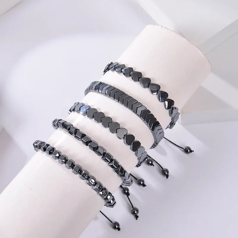 Classic Woman's Adjustable Bracelet in Heart Irregular Arrow Shape Wholesale Black Hematite Beads for Gifts Weddings Parties