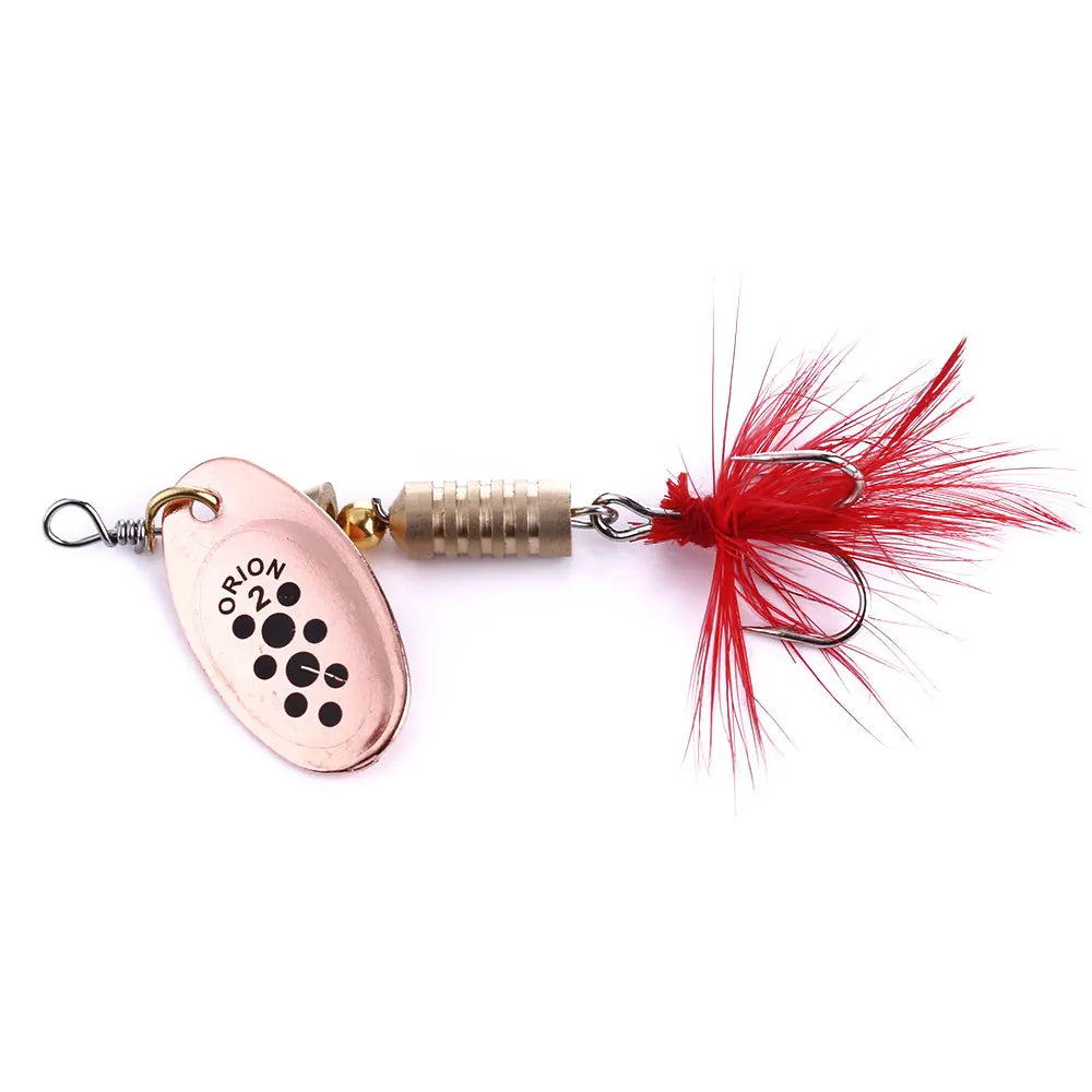 Wholesale SP051 6.5cm 5.3g Artificial Metal Spinner Baits Spoon Fishing Lures with Feather Hook MegaBDM