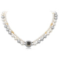Aurora Borealis Pearl Beaded Natural Mother-Of-Pearl Clasp Sweater Chain Double Layered Stacking Necklace Jewelry Wholesale