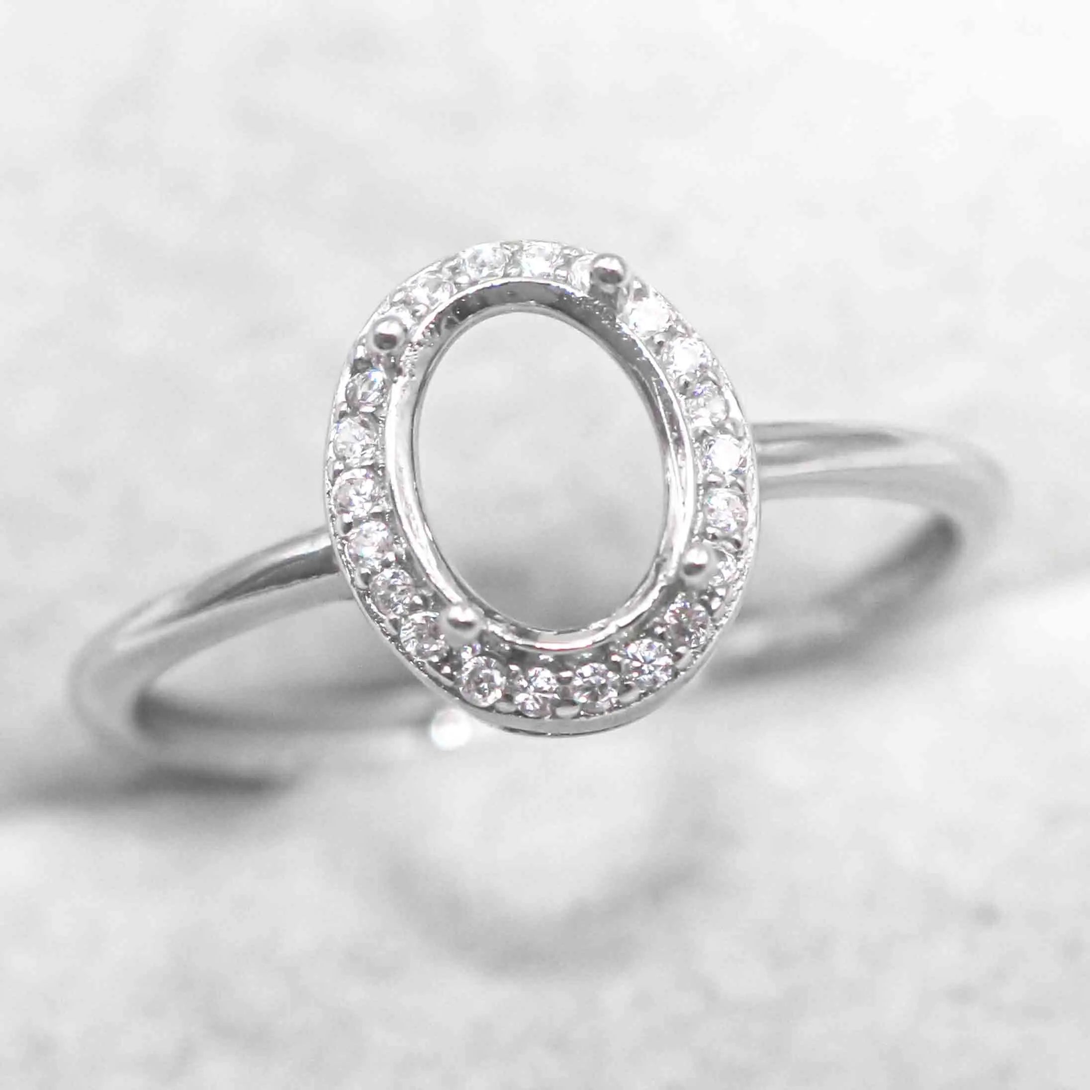 Sterling Silver 5*7/6*8/7*9/7*10/8*10mm Semi Mount Ring Empty Frame Blank Setting S925 Base Without Center Stone for DIY Inlay