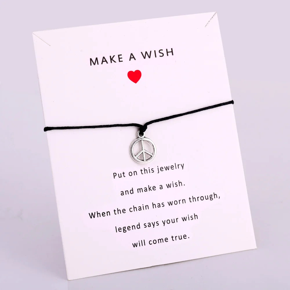 Manufacturer Key Charm Peace Sign Pendant Handmade Antique Silver Custom Handcuffs Friendship Men Rope Ladies Bracelet Women