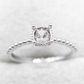 Sterling Silver 5*5mm Semi Mount Ring Square Shape Empty Frame Blank Claws Setting S925 Base Without Center Stone for Inlay DIY